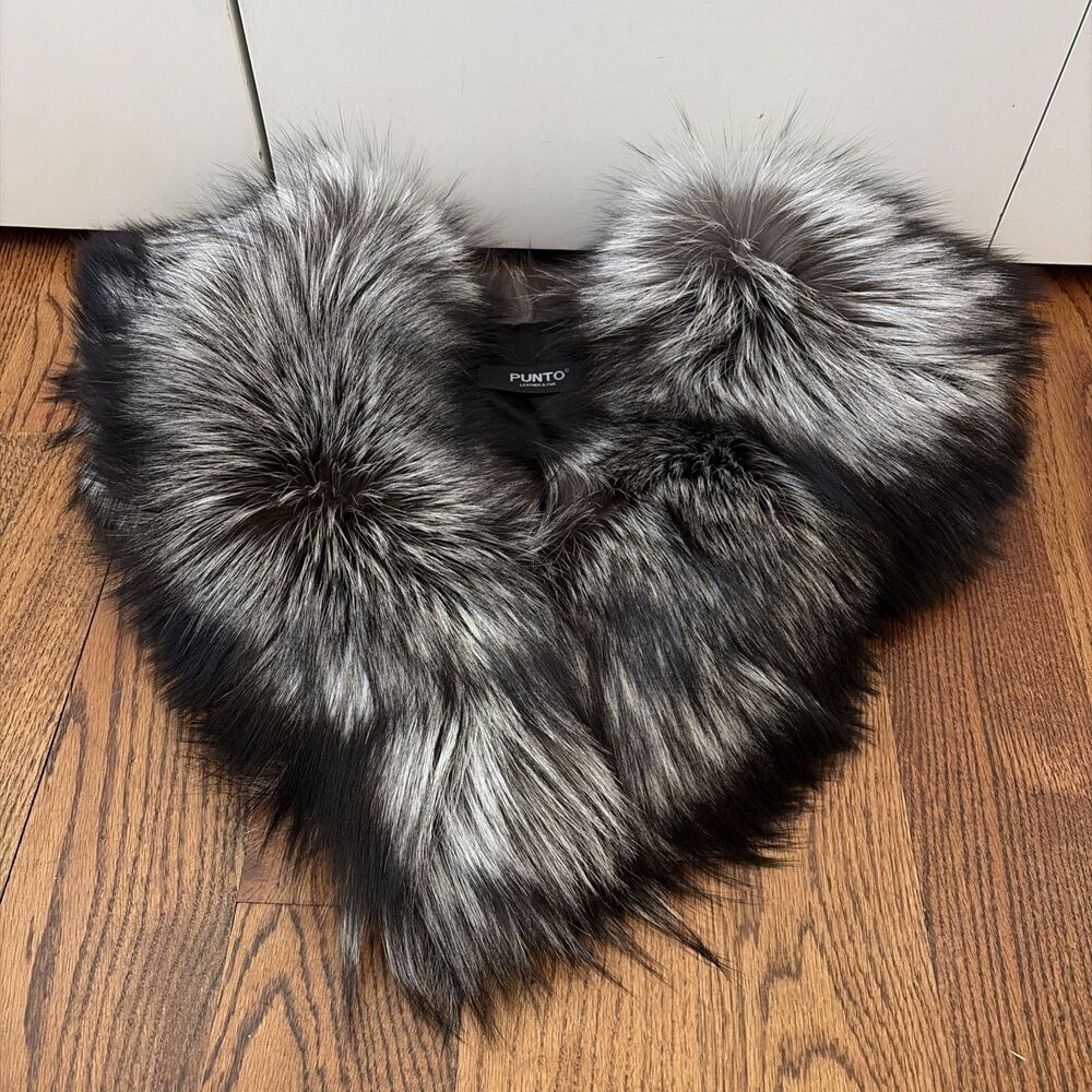 LUXURY Soft REAL Silver Fox Fur Hood Trim Collar Ruff fo Coat Parka Jacket